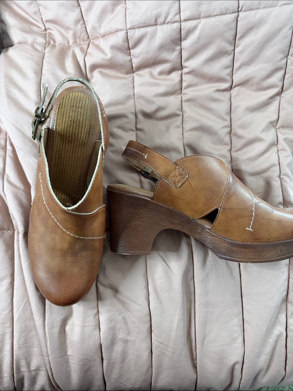 boc Tan Slingback Clog Heels